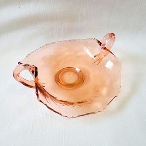 Vintage Pink Strawberry Depression Glass Folded Candy/Fruit Dish